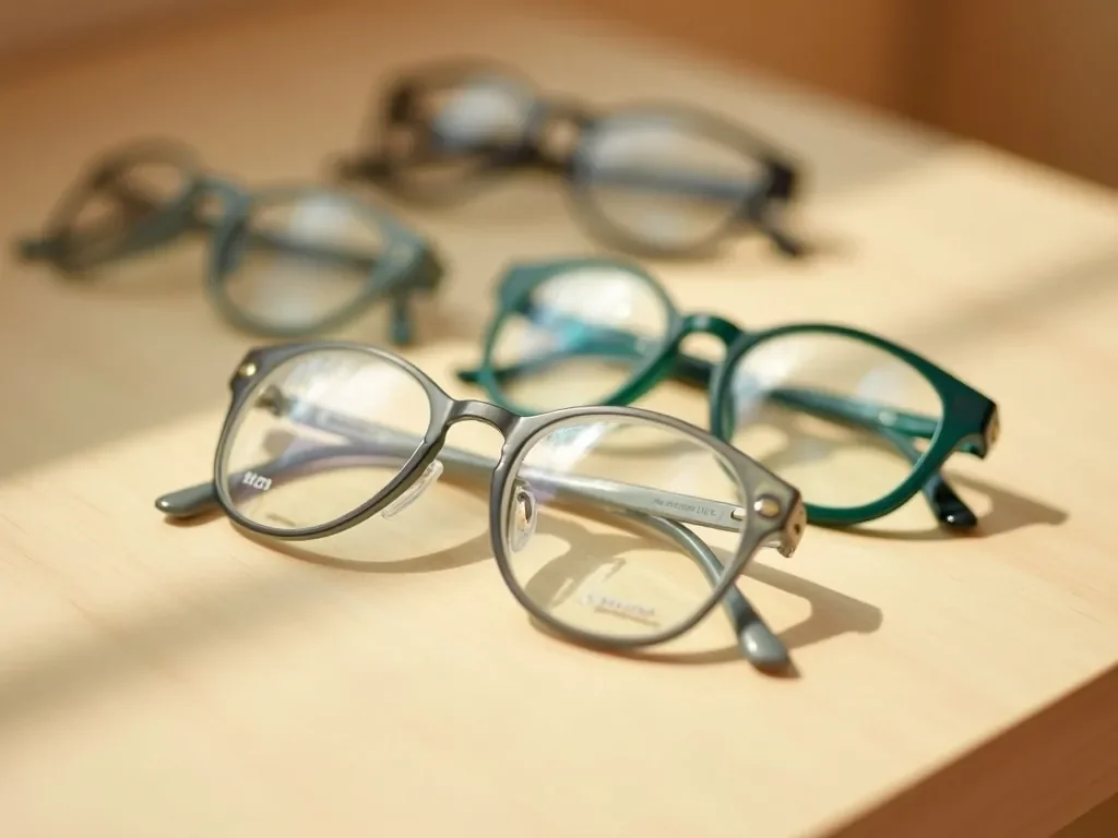 Designer eyeglass frames on display